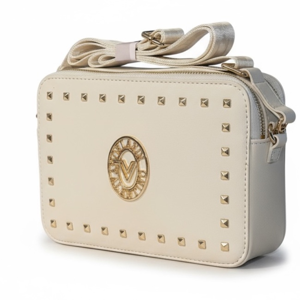 NWT- Valentino Orlandi vegan leather crossbody bag. Color bone W/ gold hardware. - Picture 2 of 14